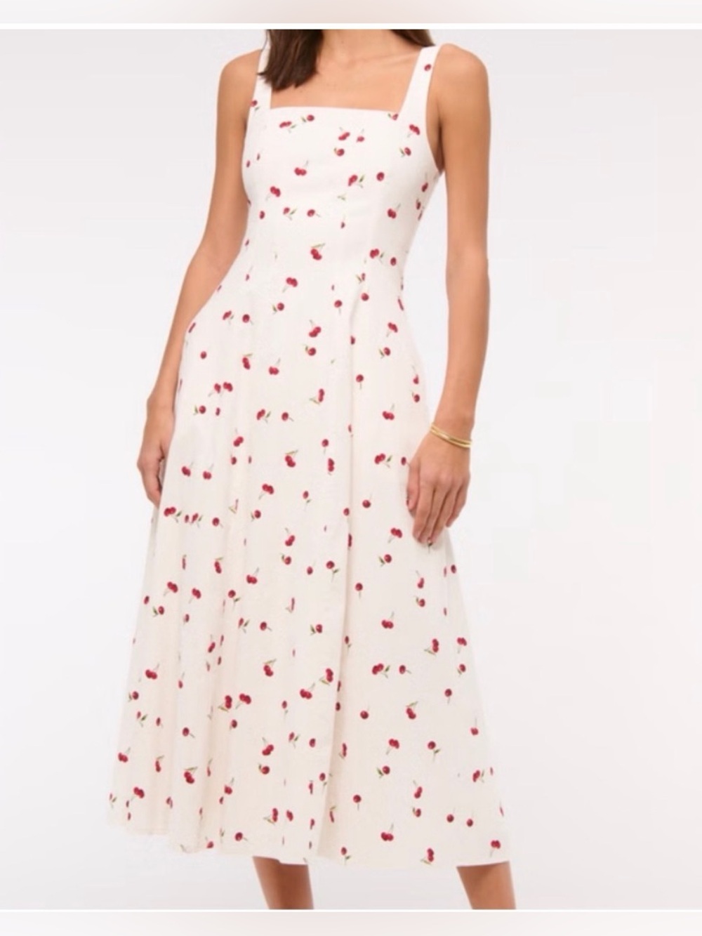 The A&F Mila Stretch Midi Dress XXL cherries  white red Abercrombie & fitch